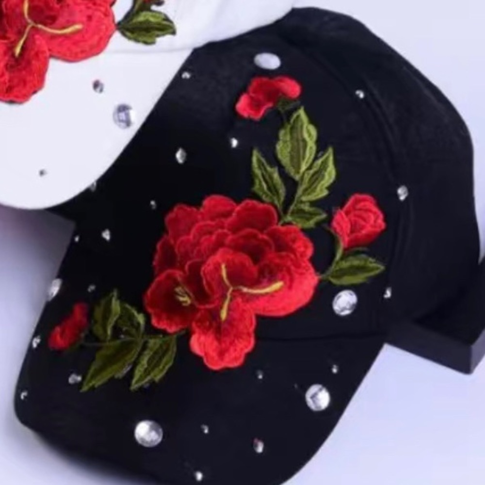 🌹NWOT! Rhinestones Floral SnapBack Cap - Picture 6 of 7